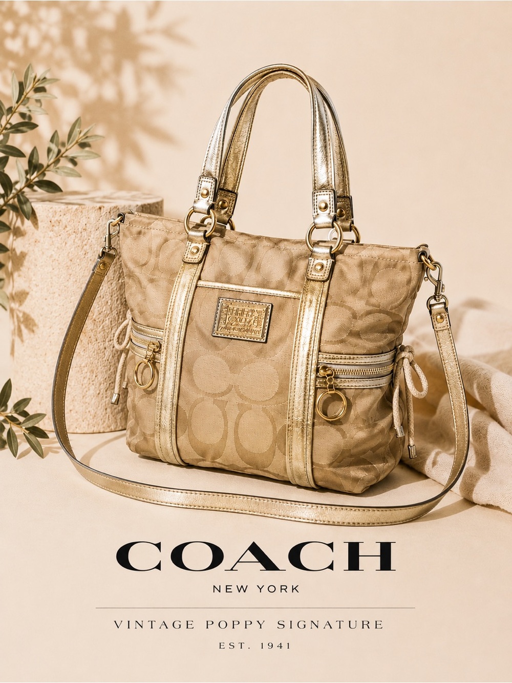 Coach Vintage Y2K Poppy Signature Sateen Spotlight Shoulder Bag